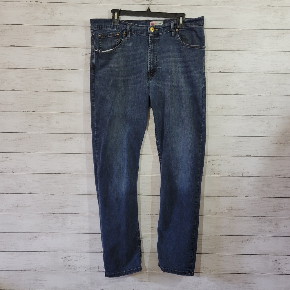 Wrangler Medium Wash Mwns Blue Denim Jeans FLAWS Sz 38×31